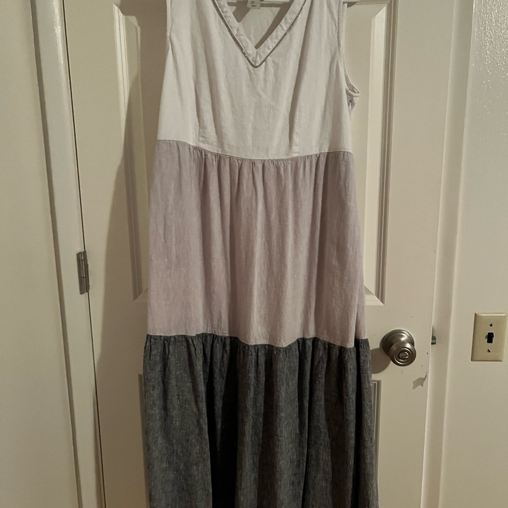 Joie Cream and Light Gray Layered Sleeveless Dress